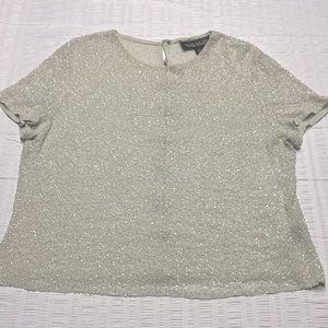 Beaded short sleeve dressy top. Linda Allard- Ellen Tracy